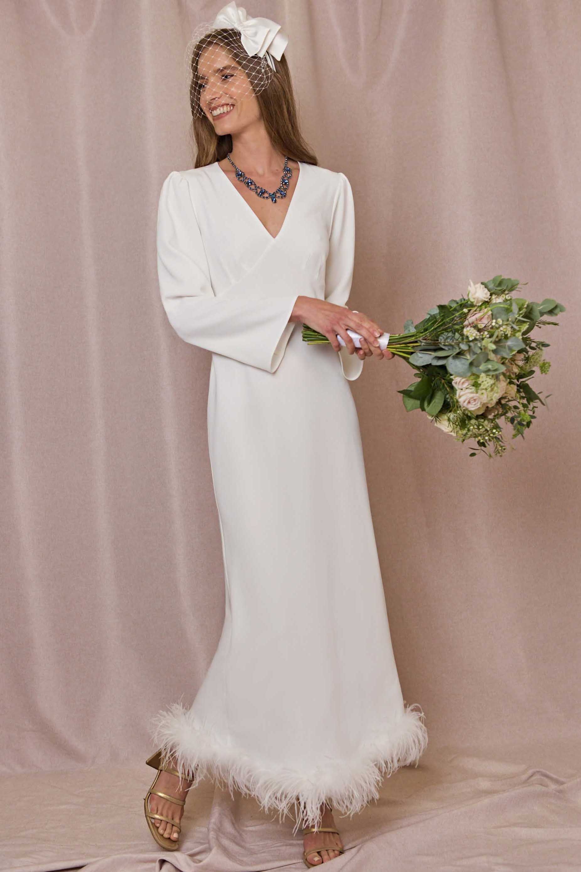 RIXO Bridal Mya feather-trimmed dress - RAG REVOLUTION