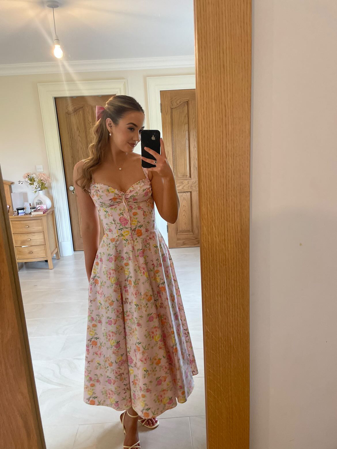 House of CB Rosalee Pink Meadow Print Cotton Bustier Sundress - RAG REVOLUTION