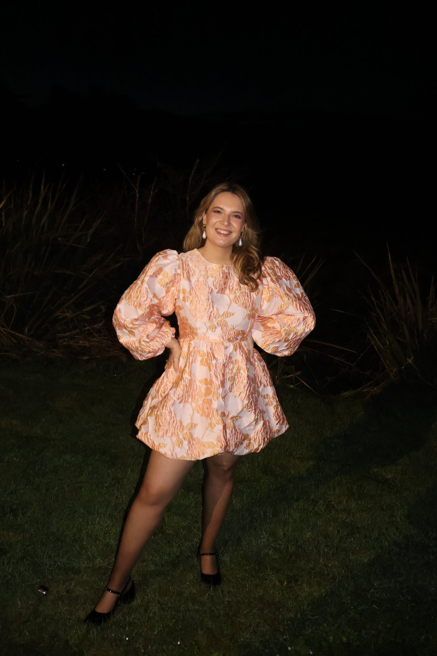 Sister Jane Cherish jacquard mini dress in peach floral - RAG REVOLUTION