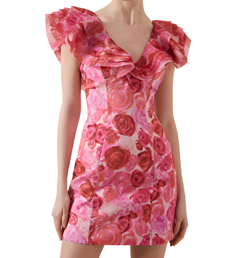 AJE Charmed Rose-Print Mini Dress - RAG REVOLUTION