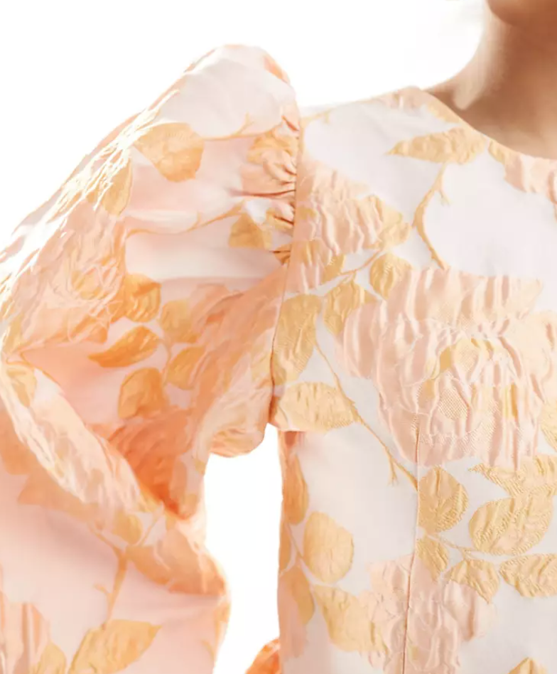 Sister Jane Cherish jacquard mini dress in peach floral - RAG REVOLUTION