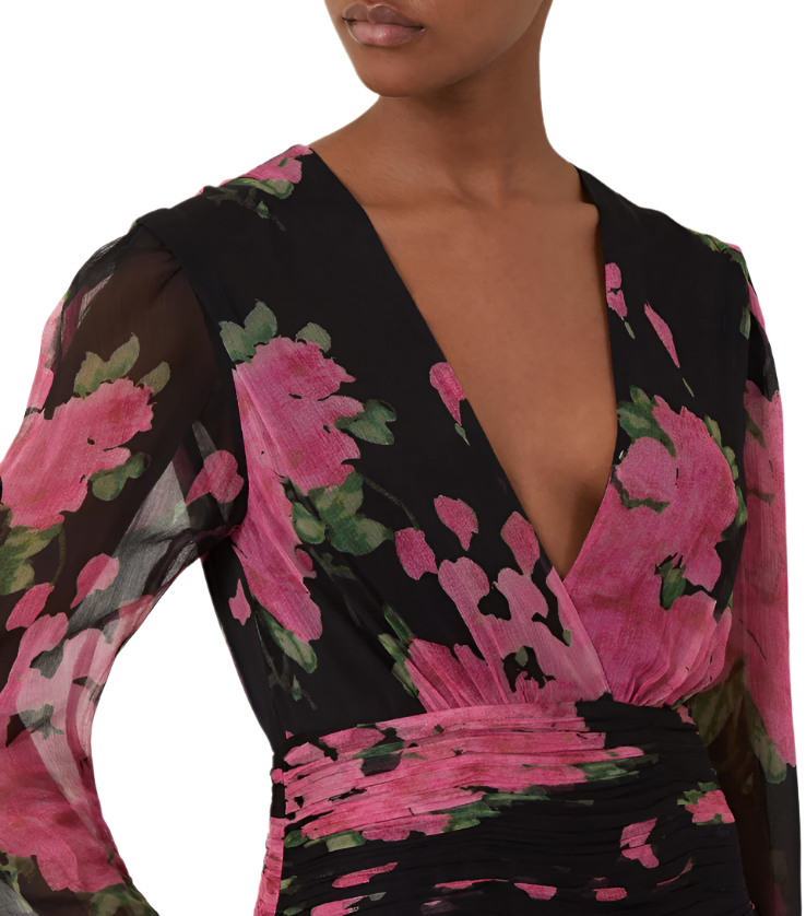 RIXO Racquel ruched floral-print devoré-velvet midi dress - RAG REVOLUTION