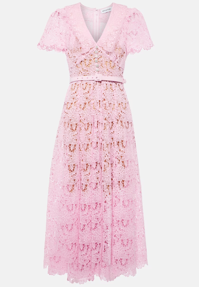 Self Portrait Pink Guipure Lace Midi Dress - RAG REVOLUTION