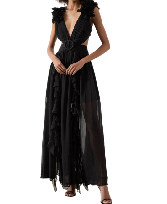 ALB Black Cassini Cut Out Dress - RAG REVOLUTION