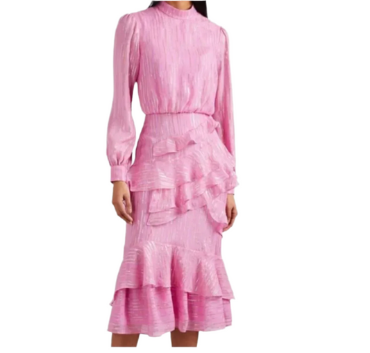 Saloni Isa Ruffle Midi Dress - RAG REVOLUTION