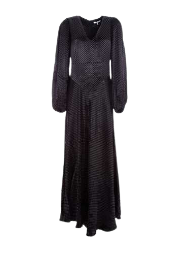 GANNI Polka-dot hammered-satin maxi dress - RAG REVOLUTION