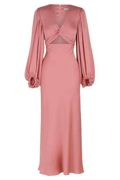 SHONA JOY LUXE TWIST FRONT BALLOON SLEEVE MIDI DRESS - ROSE - RAG REVOLUTION