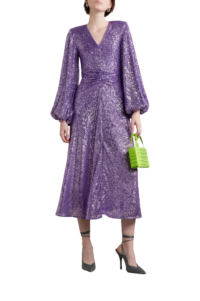 ROTATE BIRGER CHRISTENSEN Sirin ruched sequined tulle midi dress - RAG REVOLUTION