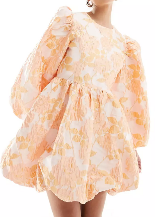 Sister Jane Cherish jacquard mini dress in peach floral - RAG REVOLUTION